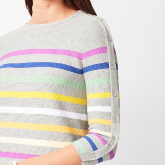 Talbots stripe button 3/4 sleeve sweater szS - Picture 7 of 11